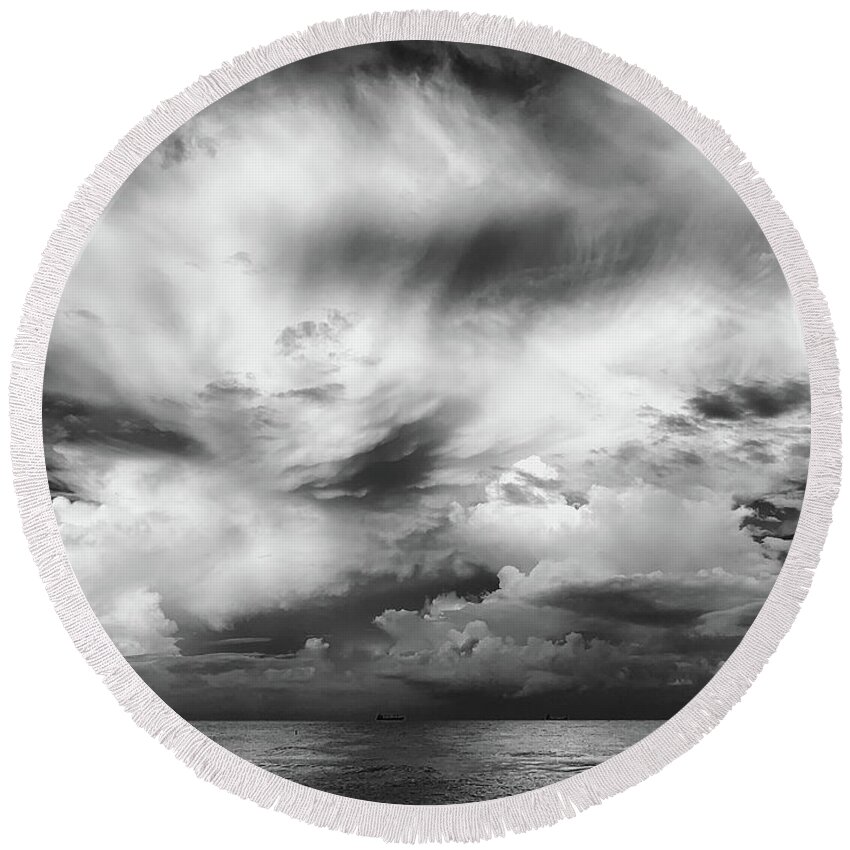 Clouds Round Beach Towel featuring the photograph Stormy 2 by David Pratt