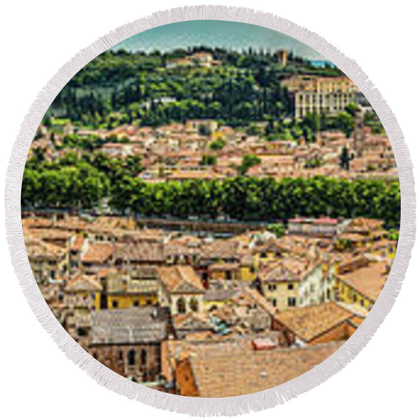 Italy Round Beach Towel featuring the photograph Stunning cityscape of Verona in Italy by Vivida Photo PC