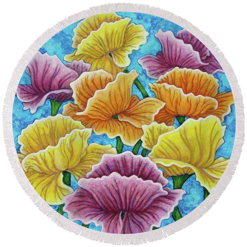 Poppy Round Beach Towel featuring the painting Summer Afternoon by Amy E Fraser