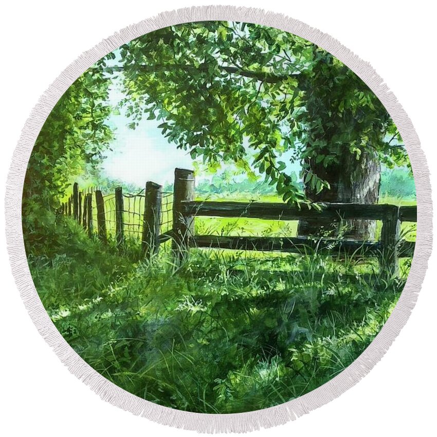 Landscape Round Beach Towel featuring the painting Summer Detour by William Brody