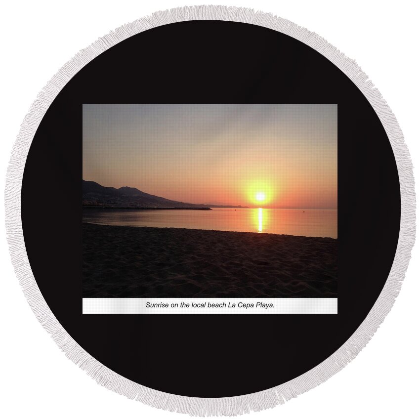 Spain Round Beach Towel featuring the photograph Sunrise, Fuengirola by Roger Cummiskey