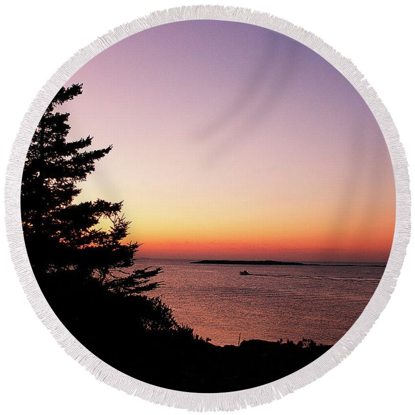 Sunrise In October Round Beach Towel featuring the photograph Sunrise in October by Cindi Ressler