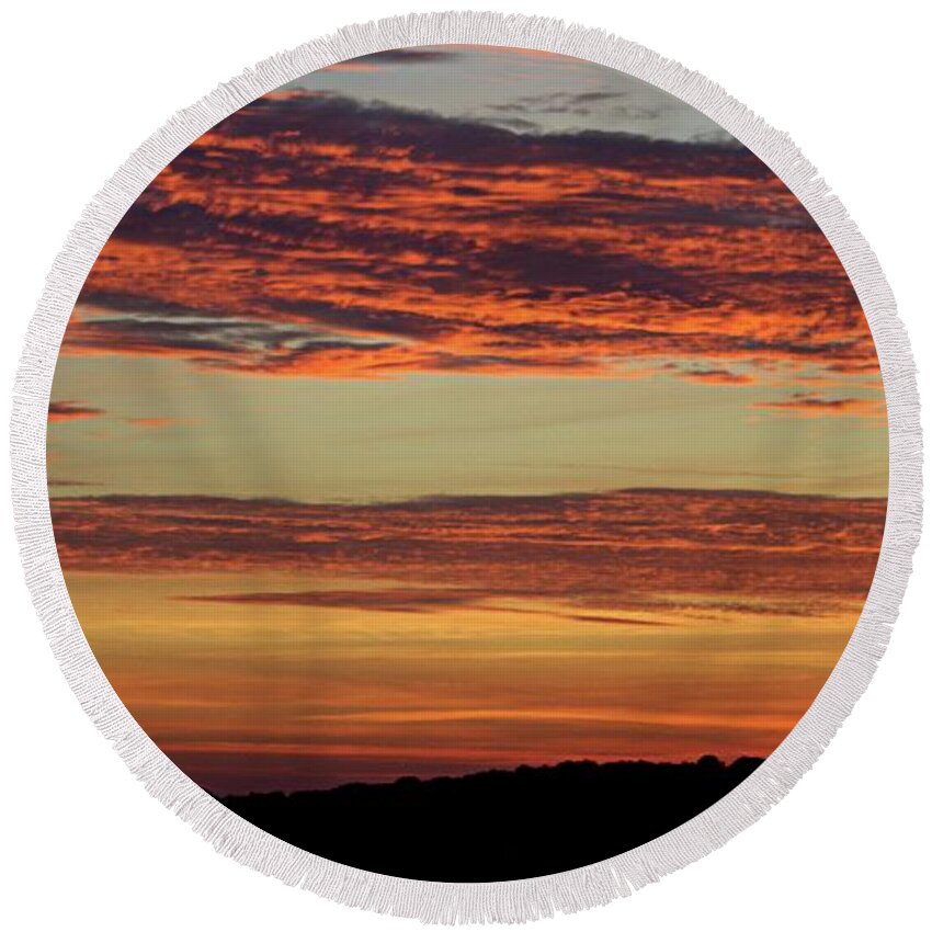 Sunrise Round Beach Towel featuring the photograph Sunrise in Stambolovo by Martin Smith