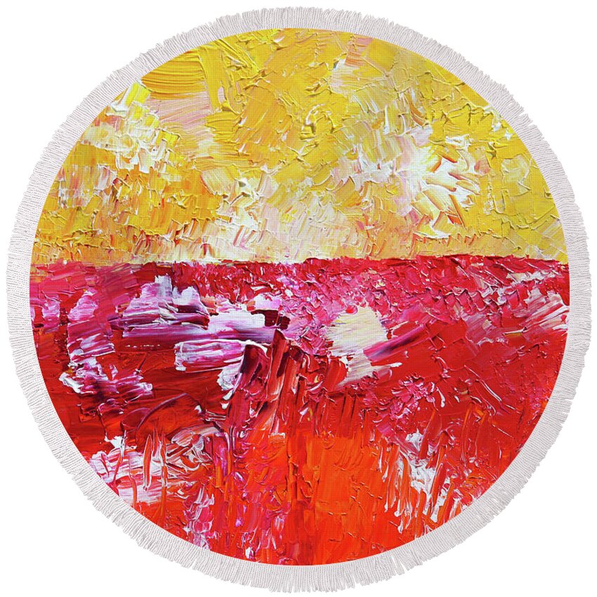 Fusionart Round Beach Towel featuring the painting Sunrise by Ralph White