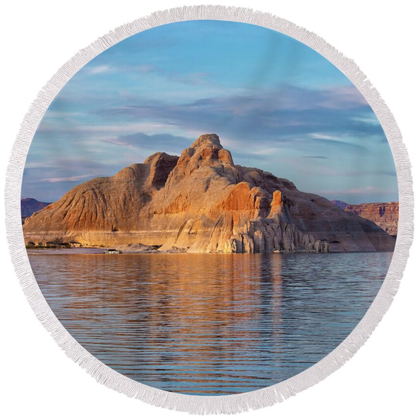 Sunset At Lake Powell Round Beach Towel featuring the photograph Sunset at Lake Powell, AZ 2 by Felix Lai
