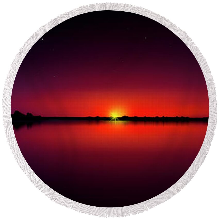 Sunset Round Beach Towel featuring the photograph Sunset at Long Lake by Mark Andrew Thomas