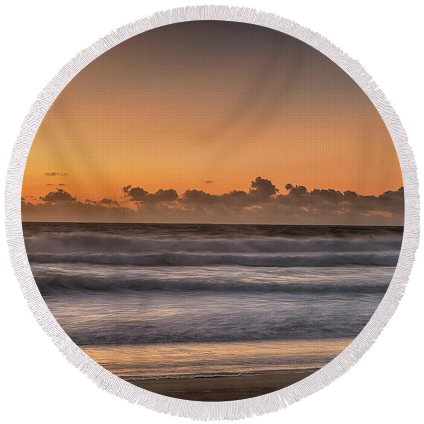 Sunset Round Beach Towel featuring the photograph Sunset at Moss Landing by Bill Roberts