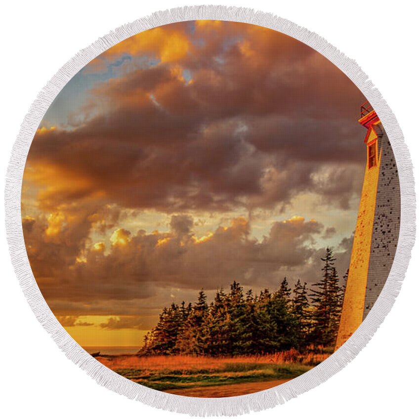 Pei Round Beach Towel featuring the photograph Sunset at Seacow Head by Marcy Wielfaert