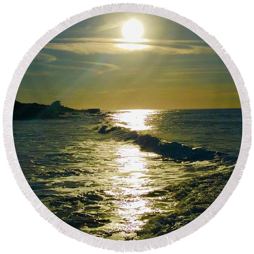 La Round Beach Towel featuring the photograph Sunset@Shell beach,San Diego by Bnte Creations