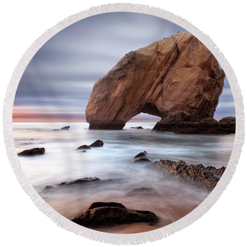 Jorgemaiaphotographer Round Beach Towel featuring the photograph Sunset Echoes by Jorge Maia