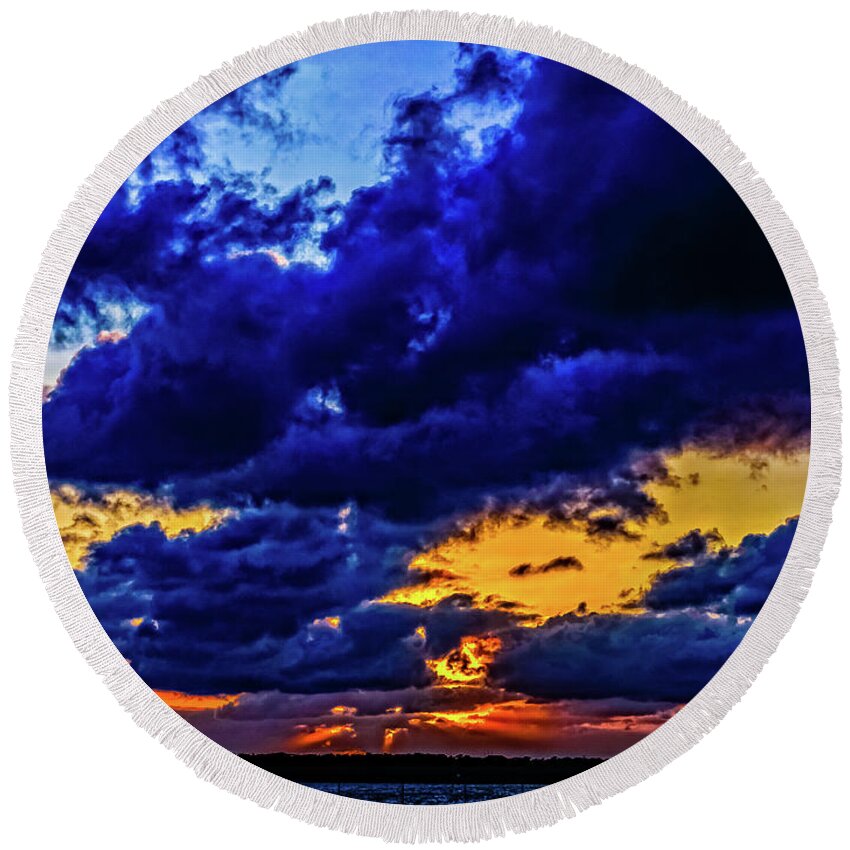 Fl Round Beach Towel featuring the photograph Sunset in St. Petersburg by Louis Dallara