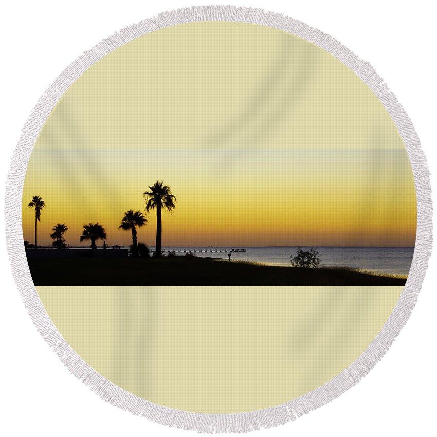 Sunset Round Beach Towel featuring the photograph Sunset on Copano Bay, Texas by Adam Reinhart