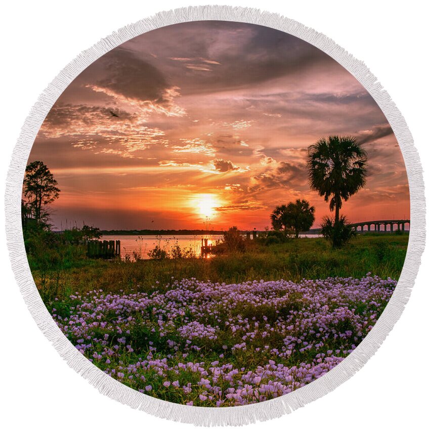 Bay Round Beach Towel featuring the photograph Sunset Over The Bay by JASawyer Imaging