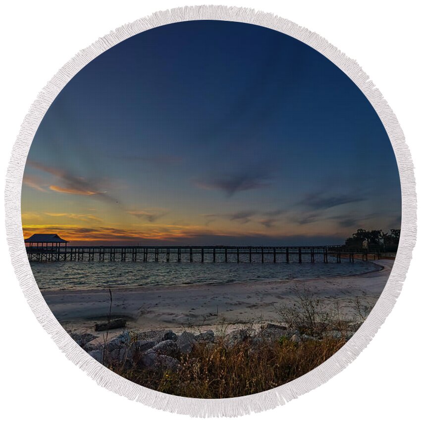 Sunset Round Beach Towel featuring the photograph Sunset Serenity by JASawyer Imaging