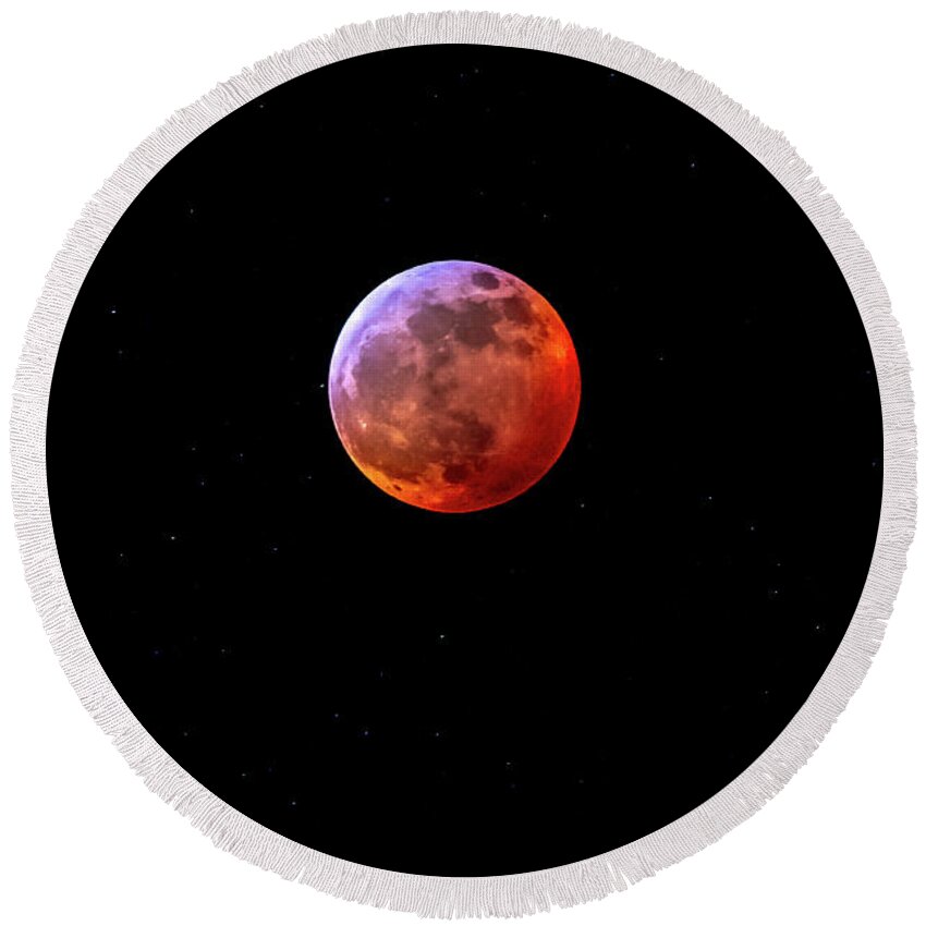 Moon Round Beach Towel featuring the photograph Super Blood Wolf Moon by Allin Sorenson