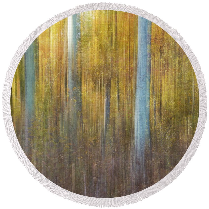 Abstract Round Beach Towel featuring the photograph Ted Foster Trees by Lili Feinstein