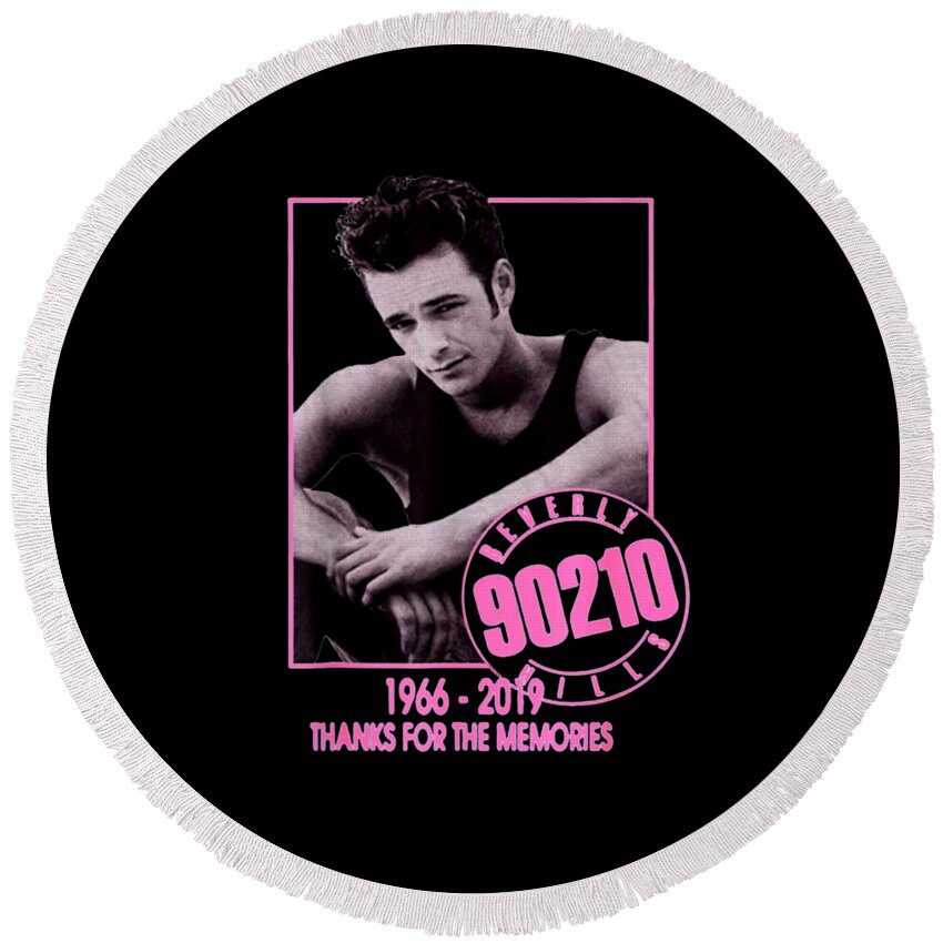 Tee Beverly 90210 Luke Perry T-shirt T-shirt Round Beach Towel featuring the photograph Tee Beverly 90210 Luke Perry T-Shirt T-Shirt by Abdessamia Ennajari