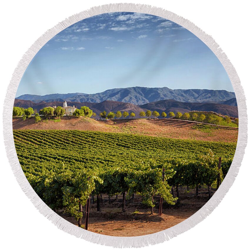  Round Beach Towel featuring the photograph Temecula Winery and Lioness Vineyard by Catherine Walters