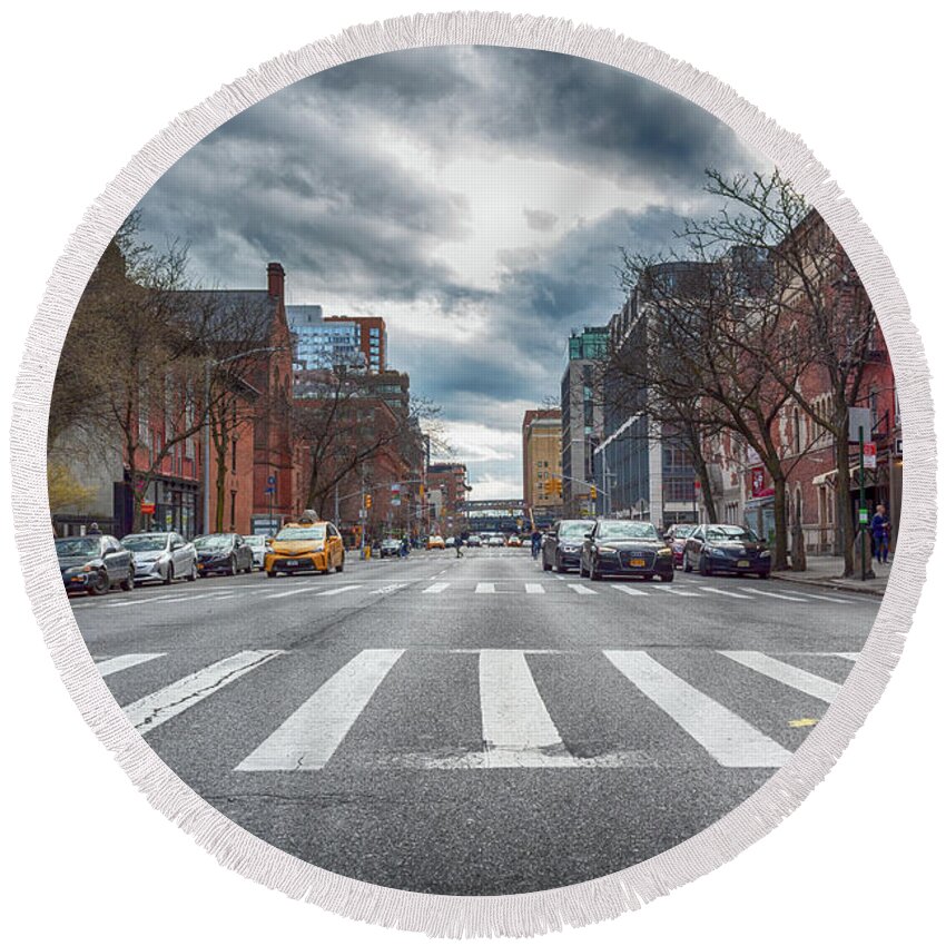  Round Beach Towel featuring the photograph Tenth Avenue Freeze Out by Alison Frank