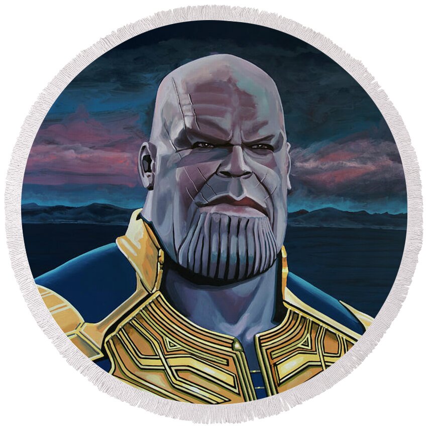 Thanos Round Beach Towel featuring the painting Thanos Painting by Paul Meijering