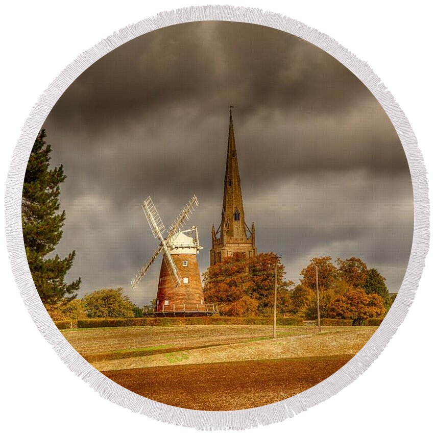 Chriscousins Round Beach Towel featuring the photograph Thaxted Village by Chris Cousins
