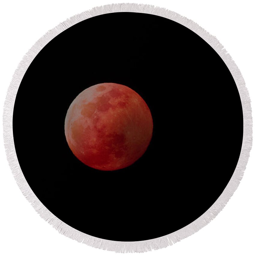 Blood Moon Round Beach Towel featuring the photograph The Blood Wolf Moon by Don Hoekwater Photography