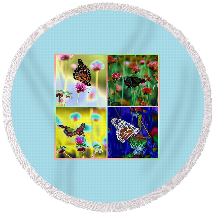 The Butterfly Collection Round Beach Towel featuring the photograph The Butterfly Collection 1. by Tom Kelly