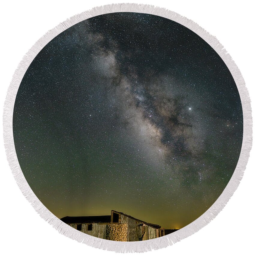 Milky Way Round Beach Towel featuring the photograph The Cistern Chapel by James Clinich