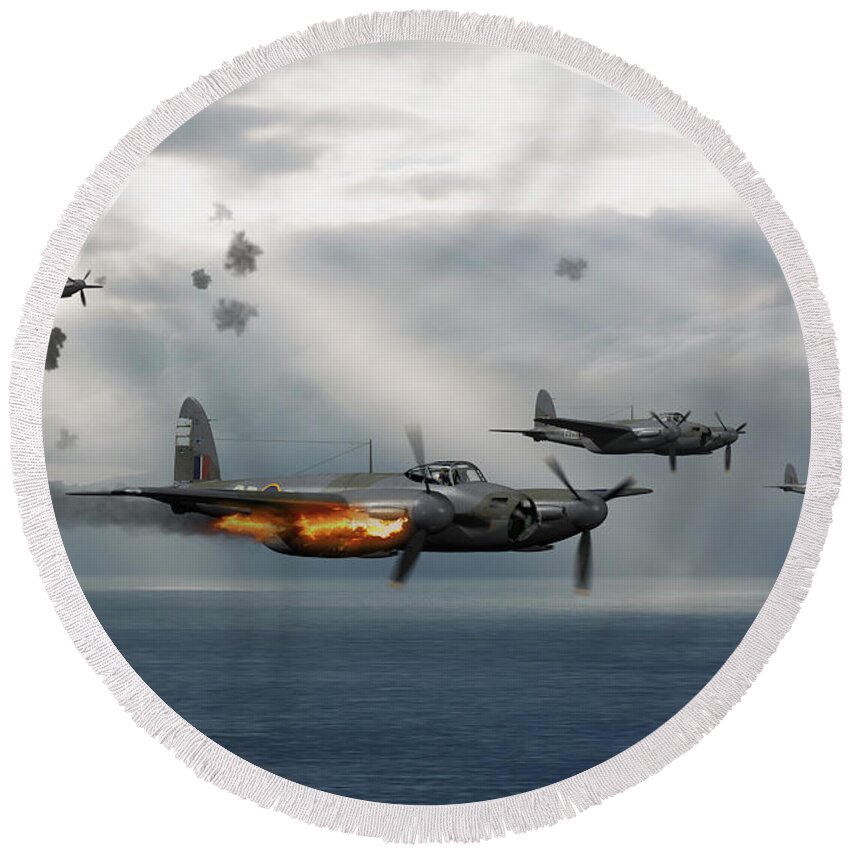 Wwii Round Beach Towel featuring the digital art The Devil and the Deep by Mark Donoghue