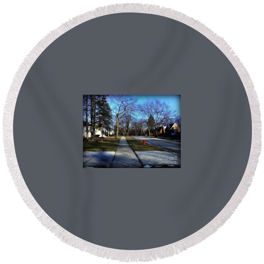 Shadows Round Beach Towel featuring the photograph The Door of our Hearts by Frank J Casella