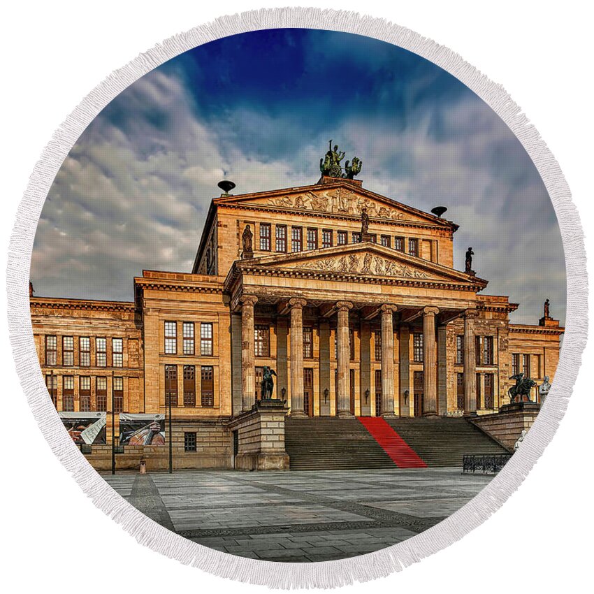 Endre Round Beach Towel featuring the photograph The Eastern Berlin Opera House by Endre Balogh