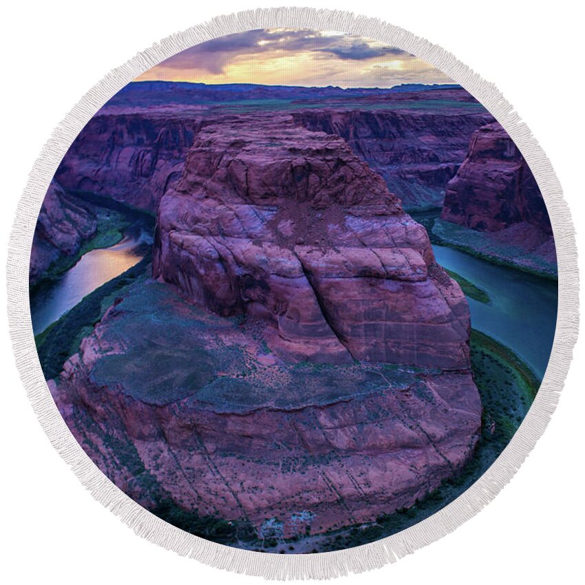 Horseshoe Bend Round Beach Towel featuring the photograph The Famous Horseshoe Bend by Aileen Savage