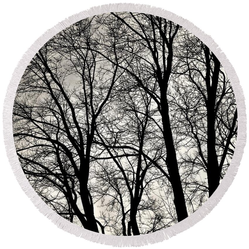 Trees Round Beach Towel featuring the photograph The Gloaming by Diane Chandler