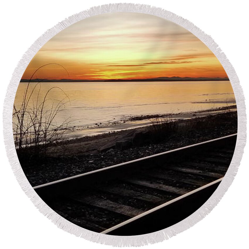 Railway Round Beach Towel featuring the photograph The Good Side of the Tracks by Monte Arnold