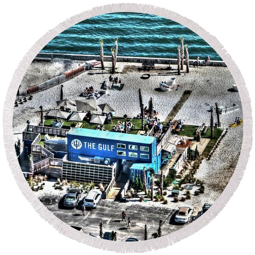 The Gulf Round Beach Towel featuring the photograph The Gulf by Gulf Coast Aerials -
