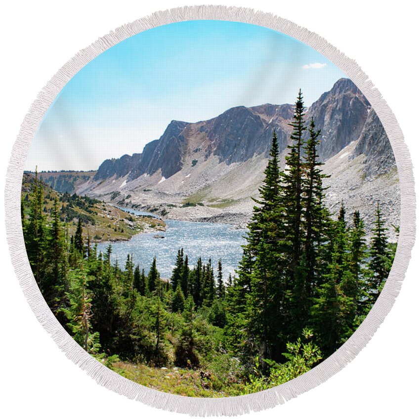 Mountain Round Beach Towel featuring the photograph The Lakes of Medicine Bow Peak by Nicole Lloyd