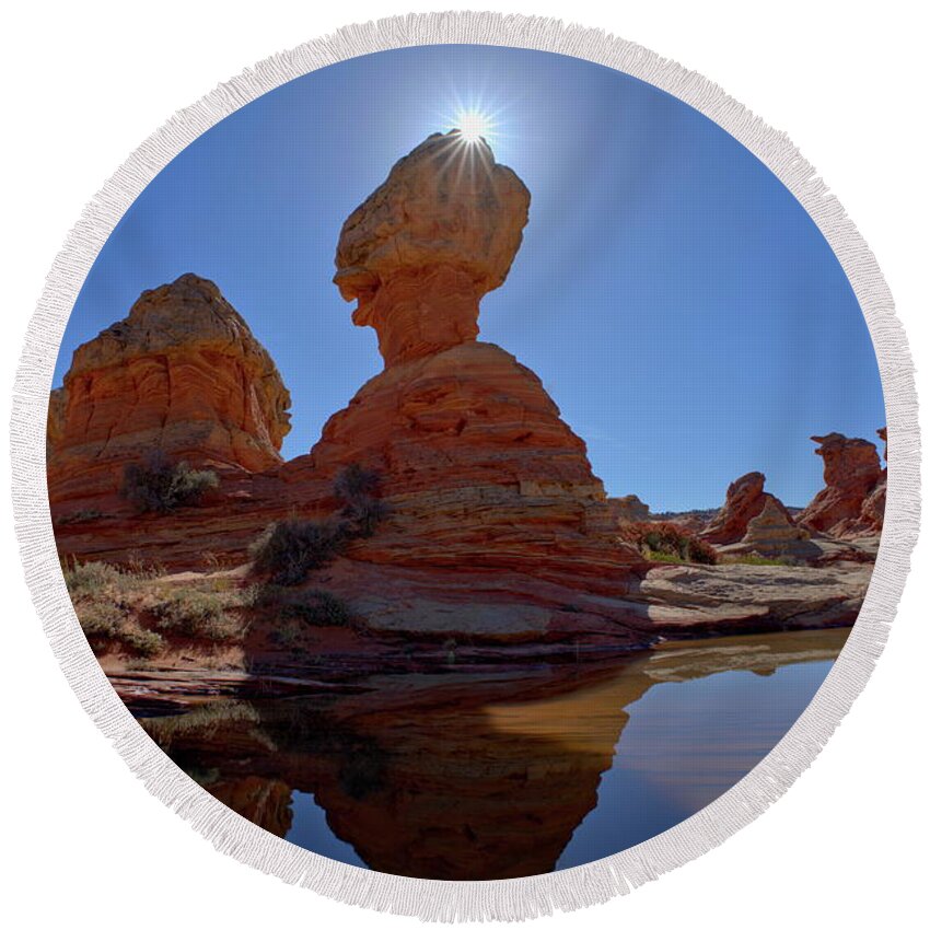 Landscape Round Beach Towel featuring the photograph The Martian by Ivan Franklin