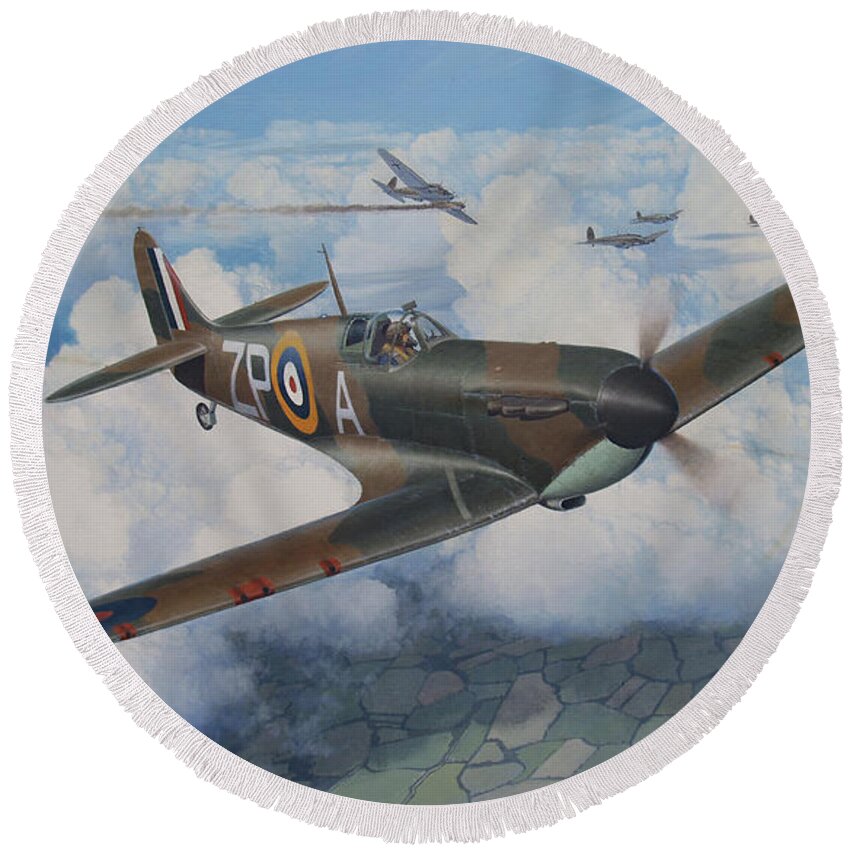 Spitfire Round Beach Towel featuring the painting The Natural Leader by Steven Heyen
