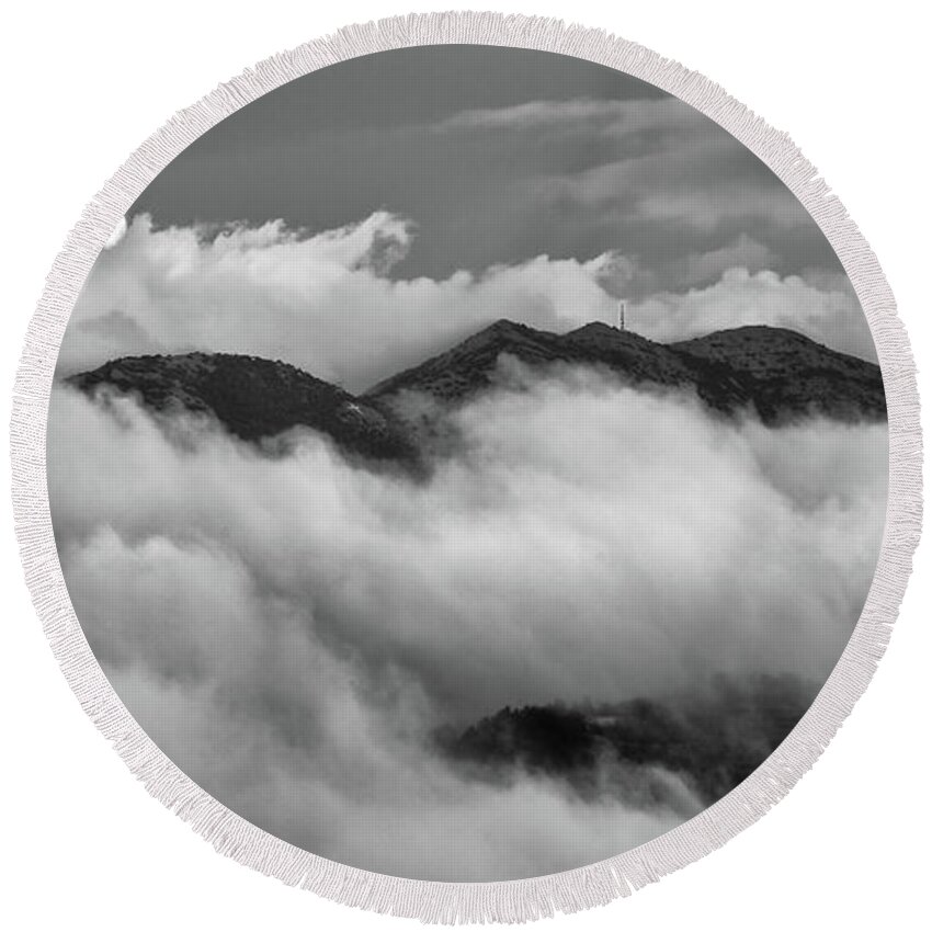 Cloud Round Beach Towel featuring the photograph The rising of full moon by Michalakis Ppalis