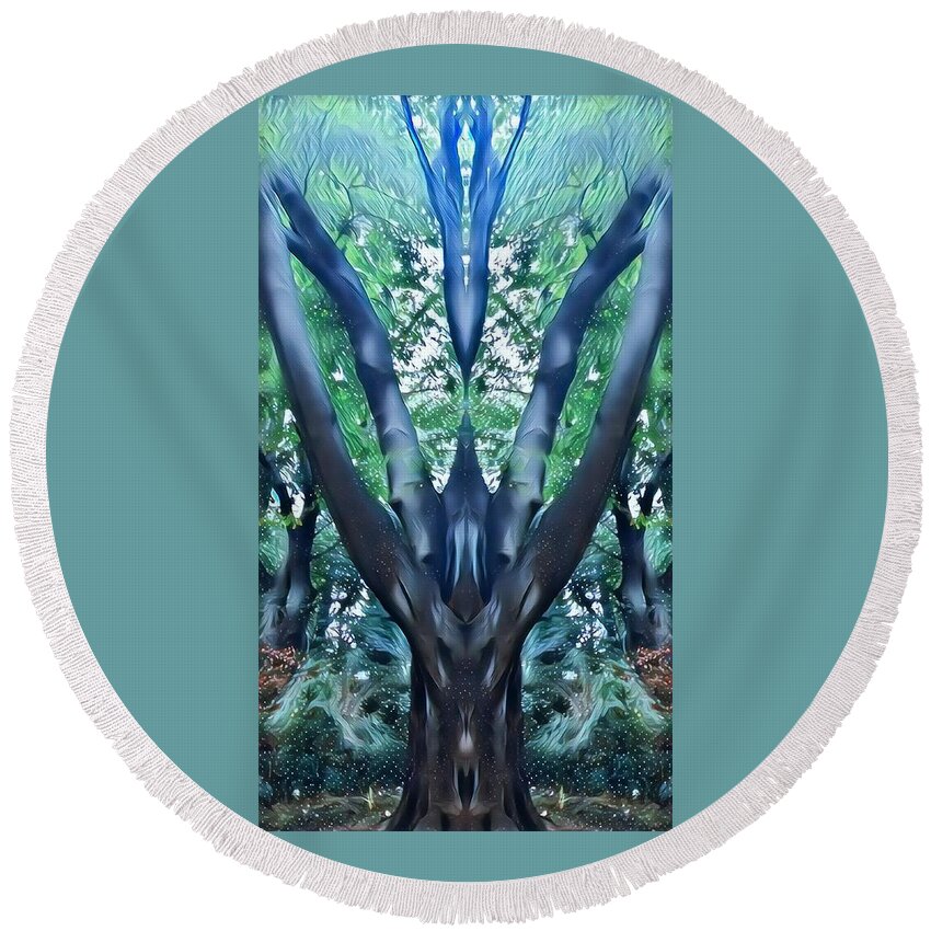 Nature Round Beach Towel featuring the digital art The Spirits that dwell by Shawn Belton