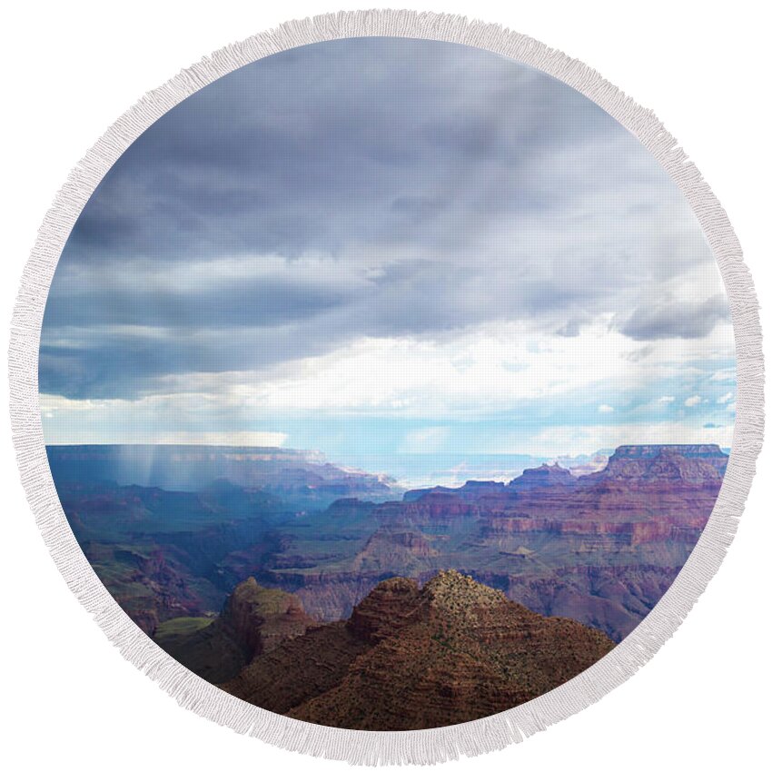 The Grand Canyon Round Beach Towel featuring the photograph The Stormy Grand Canyon by Aileen Savage