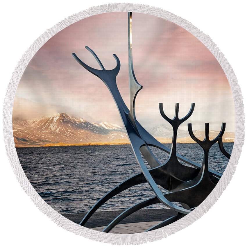 The Sun Voyager Round Beach Towel featuring the photograph The Sun Voyager #1 by Kathryn McBride
