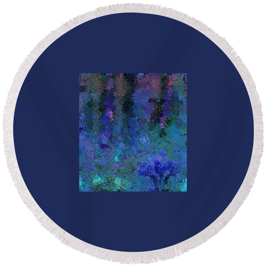  Round Beach Towel featuring the mixed media The Surface of Sadness by Rein Nomm