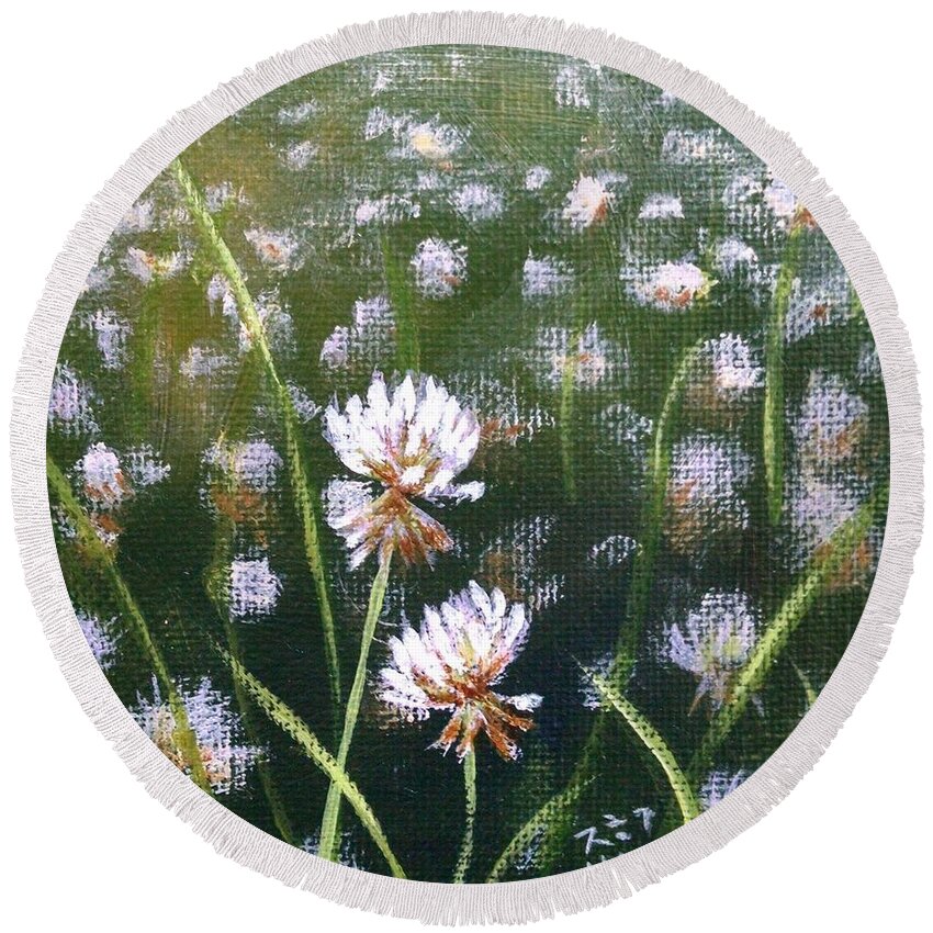 White Clover Round Beach Towel featuring the painting The Unwanted 2 by Helian Cornwell