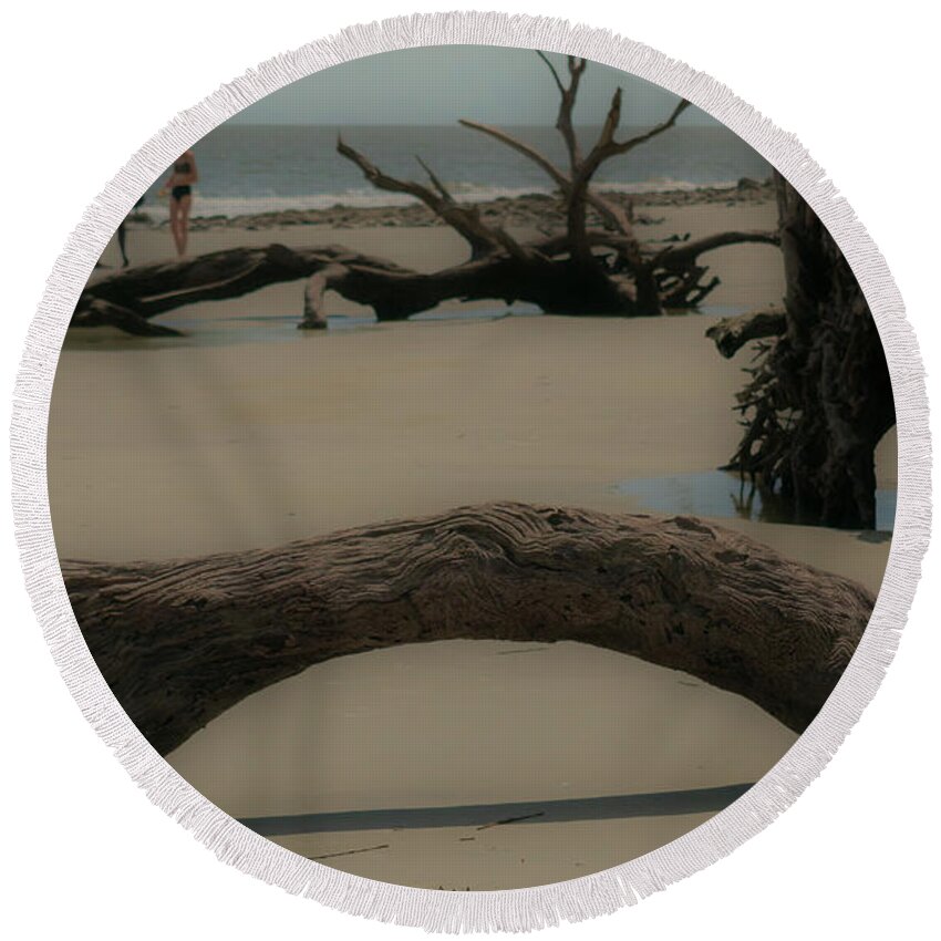 Driftwood Round Beach Towel featuring the photograph Timeless Blessings by Vicky Edgerly
