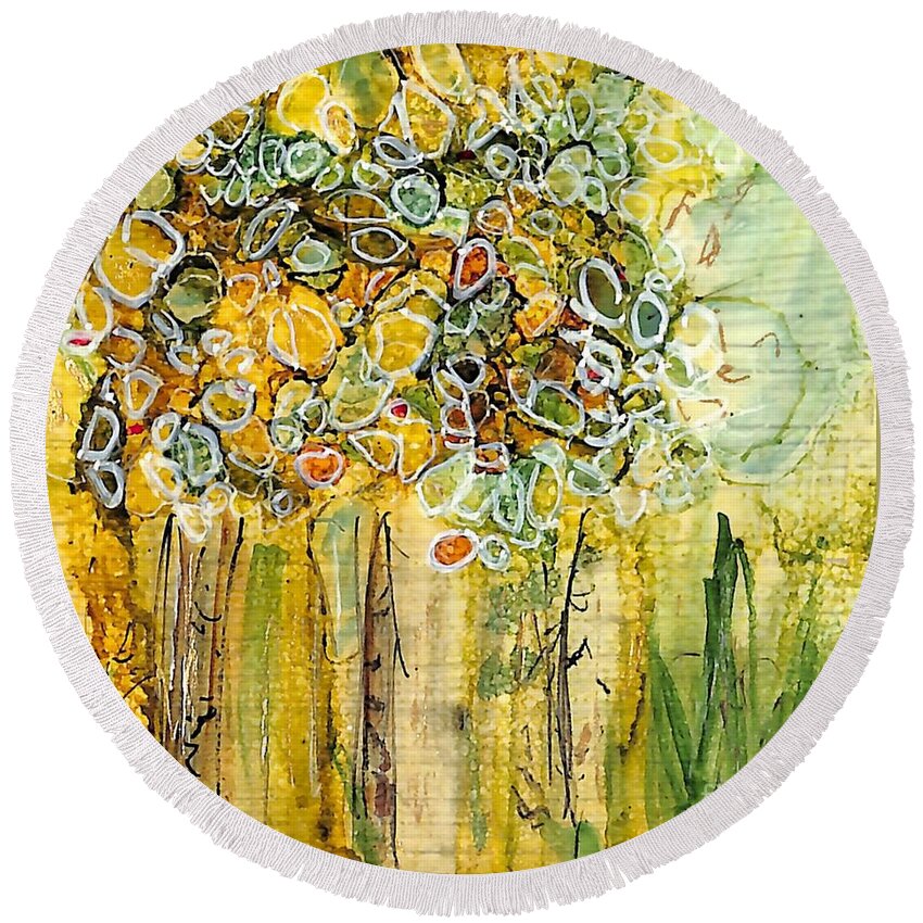 Tangled Forest Round Beach Towel featuring the painting Tingle Forest 4 Interior Designer pic by Patty Donoghue
