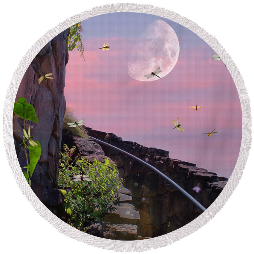 To The Moon Round Beach Towel featuring the photograph To the Moon by Kume Bryant