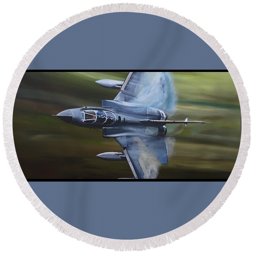 Raf Round Beach Towel featuring the painting Tornado Valley by Terence R Rogers
