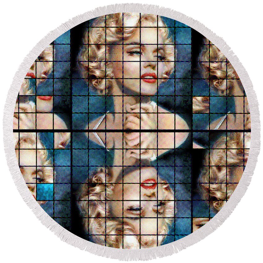 Marilyn Monroe Round Beach Towel featuring the painting TOTAL-REGAL MM 135 six by Theo Danella