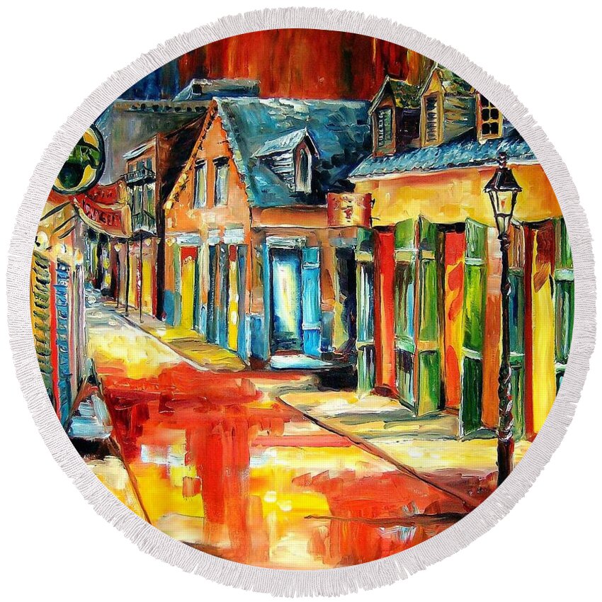 New Orleans Round Beach Towel featuring the painting Toulouse Street, New Orleans by Diane Millsap